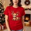 Cute Christmas Elk Printing Women T Shirt Cartoon Casual Short Sleeve Oneck Women Xmas Shirts Ladies Y2k Tshirt Aesthetic Tees