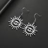 LIKGREAT Gothic Evil Eye Earring Stainless Steel Sun Eyes Drop Hoop Earrings Punk Hiphop Jewelry Amulet Gift for Women
