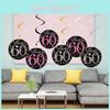 Elegant Spiral Birthday Decorations For 60th Anniversary Celebrations In Black And Magenta