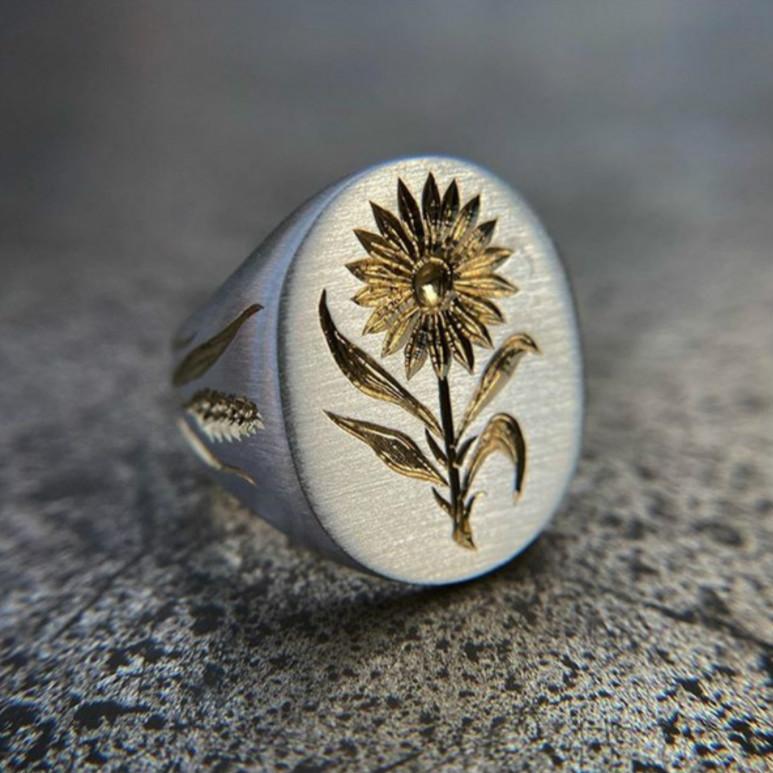 Fashion exaggerated personality retro eagle head ring women s style and temperament retro ring 6 белого золота