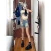 High-Waisted Ripped Vintage Wash A-Line Shorts for Women - Summer 2025 Collection