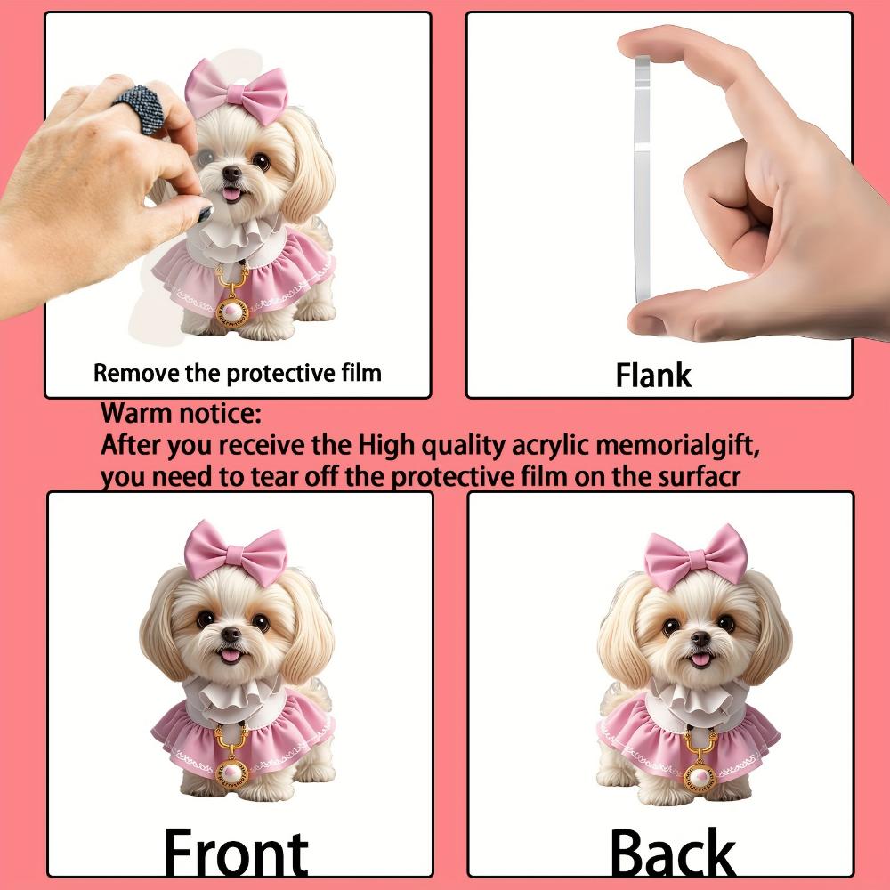 Adorable Shih Tzu Acrylic Pendant - Realistic 2D Car Rearview Mirror Decoration, Perfect for Anniversaries, Valentine's Day and Christmas