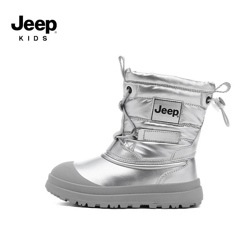 2025 Jeep Girls  Snow Boots: Fleece-Lined, Thick, Warm, Anti-Slip, Waterproof Winter Cotton Shoes 37