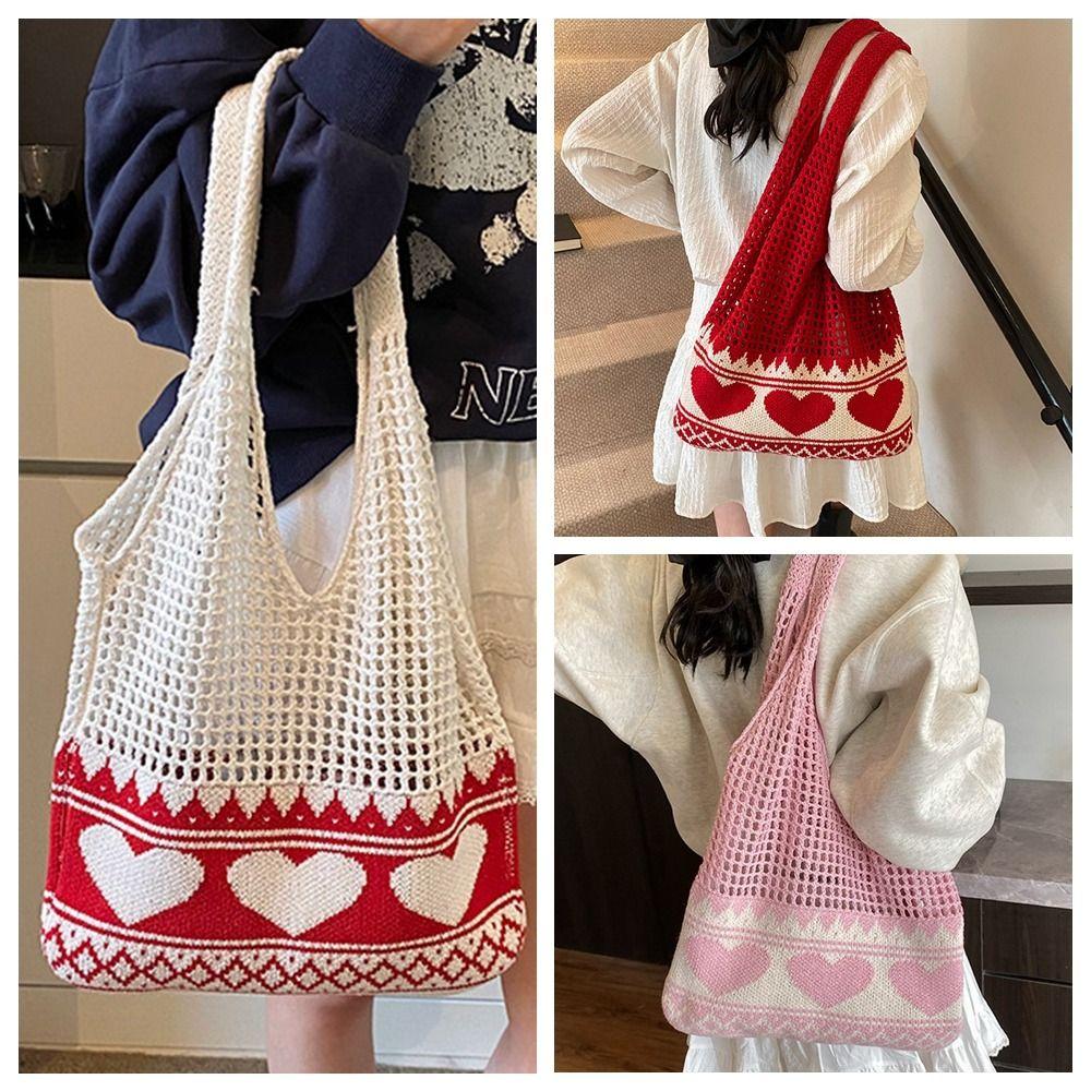 Leisure Crochet Bag Boho Weave Shoulder Bag Elegant Knitted Tote Bag  Travel