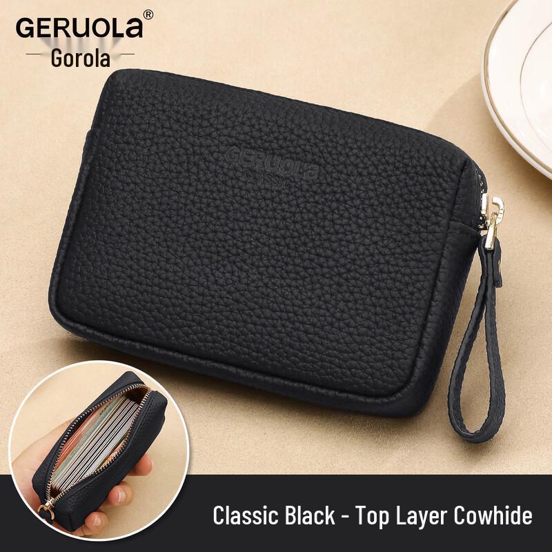 Geruola Women s Genuine Leather Zipper Coin & Card Wallet