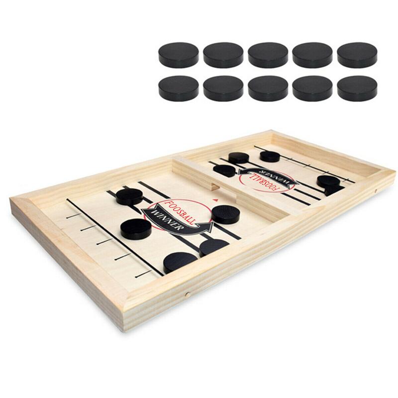 Fast Hockey Sling Puck Game Paced Wooden Table Winner Games Interactive Chess Toys For Adult Children Desktop Battle Board Game