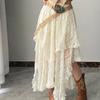 Versatile Layered Asymmetric Lace Skirt - Bohemian Nomadic Style Flowy Drape Midi Skirt