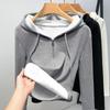 Damen Übergröße Kapuzen-Warmtop mit Fleecefutter für Herbst/Winter - Neue verdickte Innenschicht
