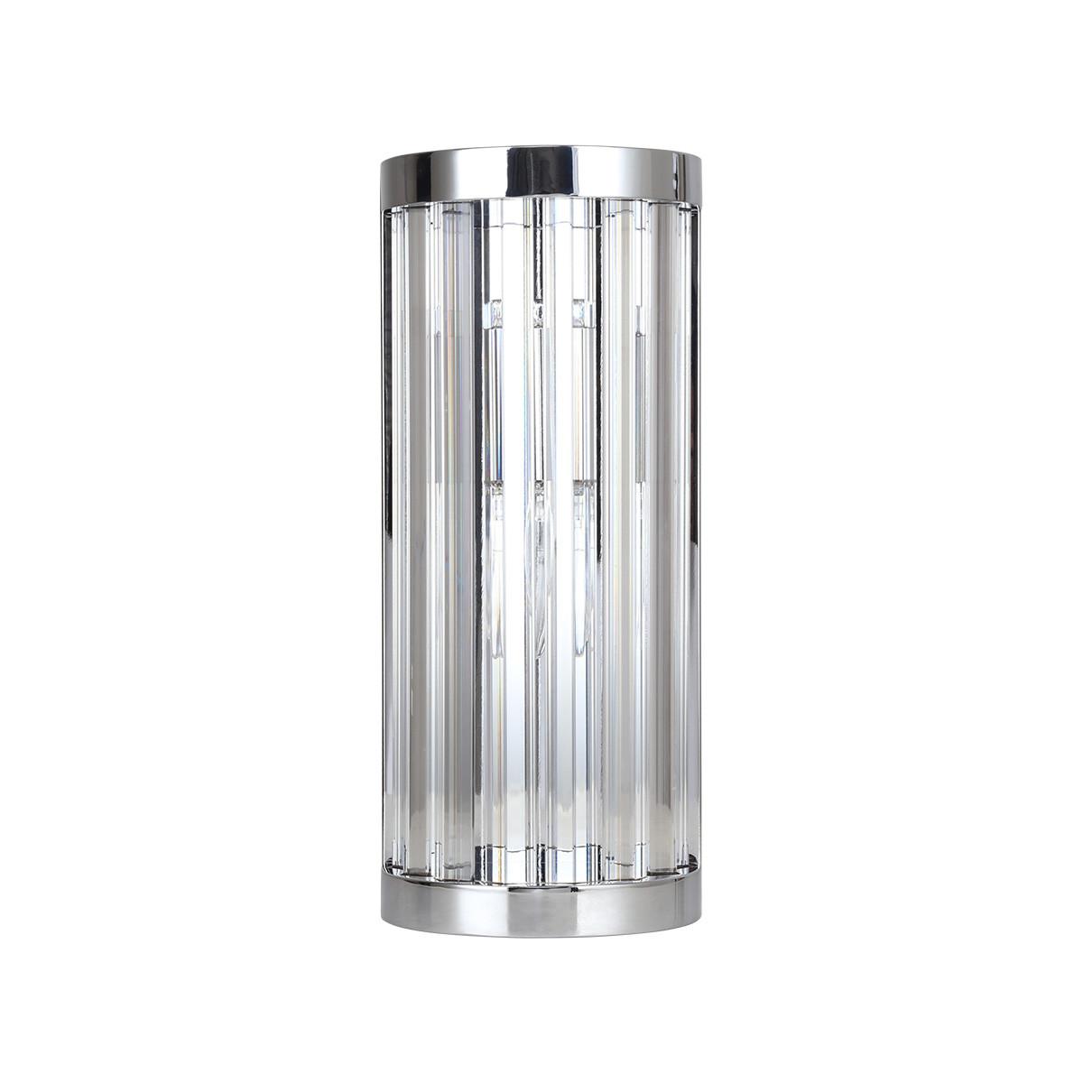 Kinkiet Ścienny Glamour Chrom Pionowy Szklany Klosz 1Xe14 10W Vetro Light Prestige