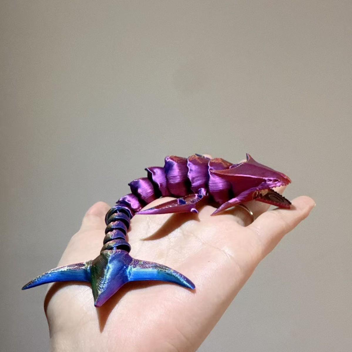 

3D Printed Deep Sea Monster Bone Shark Toy Joint Movable Simulation Shark Model Home Decor Office Ornaments Kids Birthday Gift