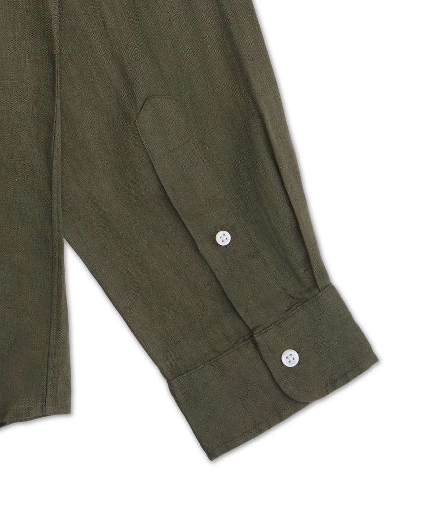 POLO RALPH LAUREN Custom Fit Linen Shirt - Dark Green