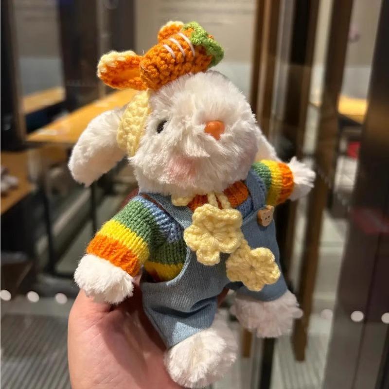 Regenbogen-Karotten-Overall Hummer-Hasen-Taschenanhänger Cartoon Niedliche Plüschpuppe Schlüsselanhänger Geschenk