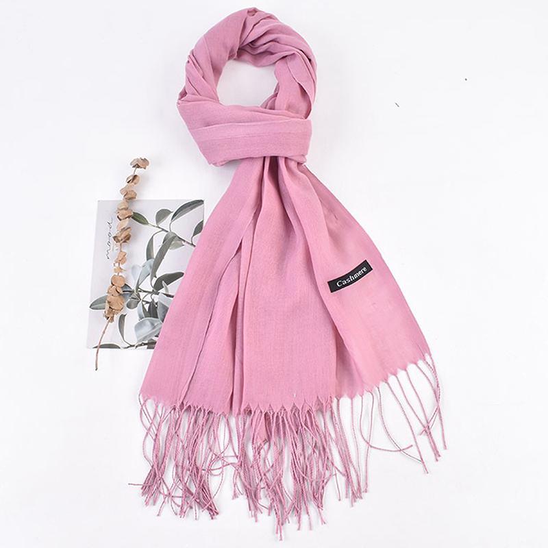 Women 70x200cm Faux Cashmere Solid Fringe Scarf Minimalist Elegant A/C Shawl Soft Breathable Autumn And Winter Warm Scarf