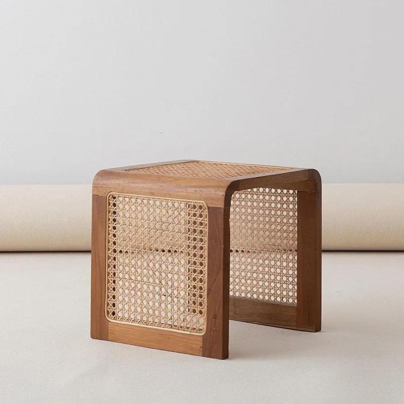 Rattan Small Square Table Solid Wood Coffee Ash Minimalist Japanese Side 2024 New