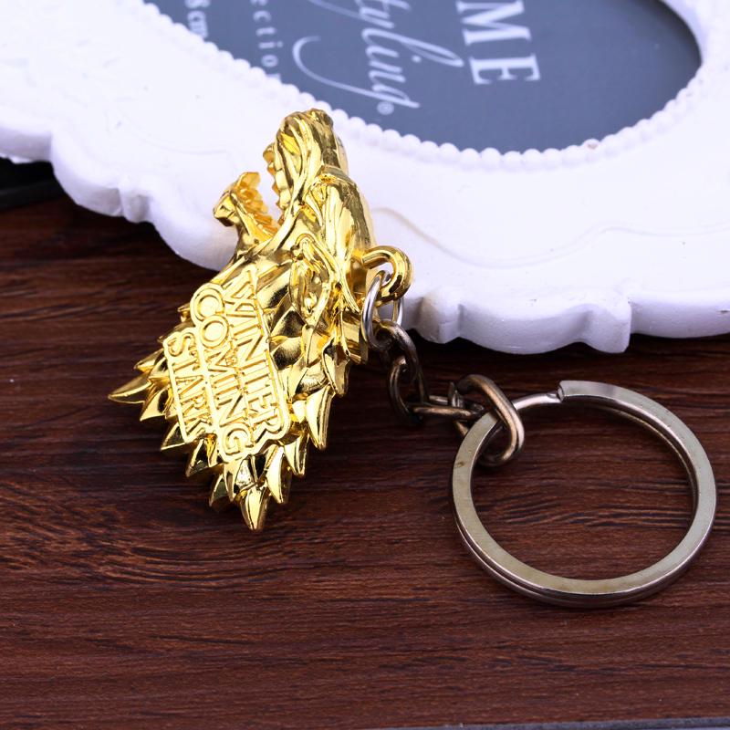 Serie TV Lupo Stark Trono portachiavi Inverno Sta Arrivando Collana con Ciondolo Vintage Logo 3D Famiglia Stark Gioielli Souvenir Regalo