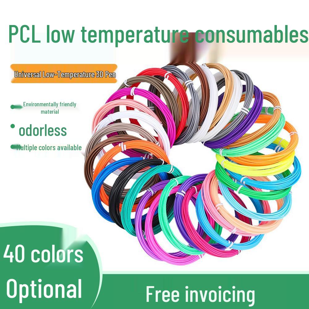 3D Pen Filament - 1.75mm, 40 Colors, Low-Temp, Child-Friendly for Stereoscopic Drawing White 5m