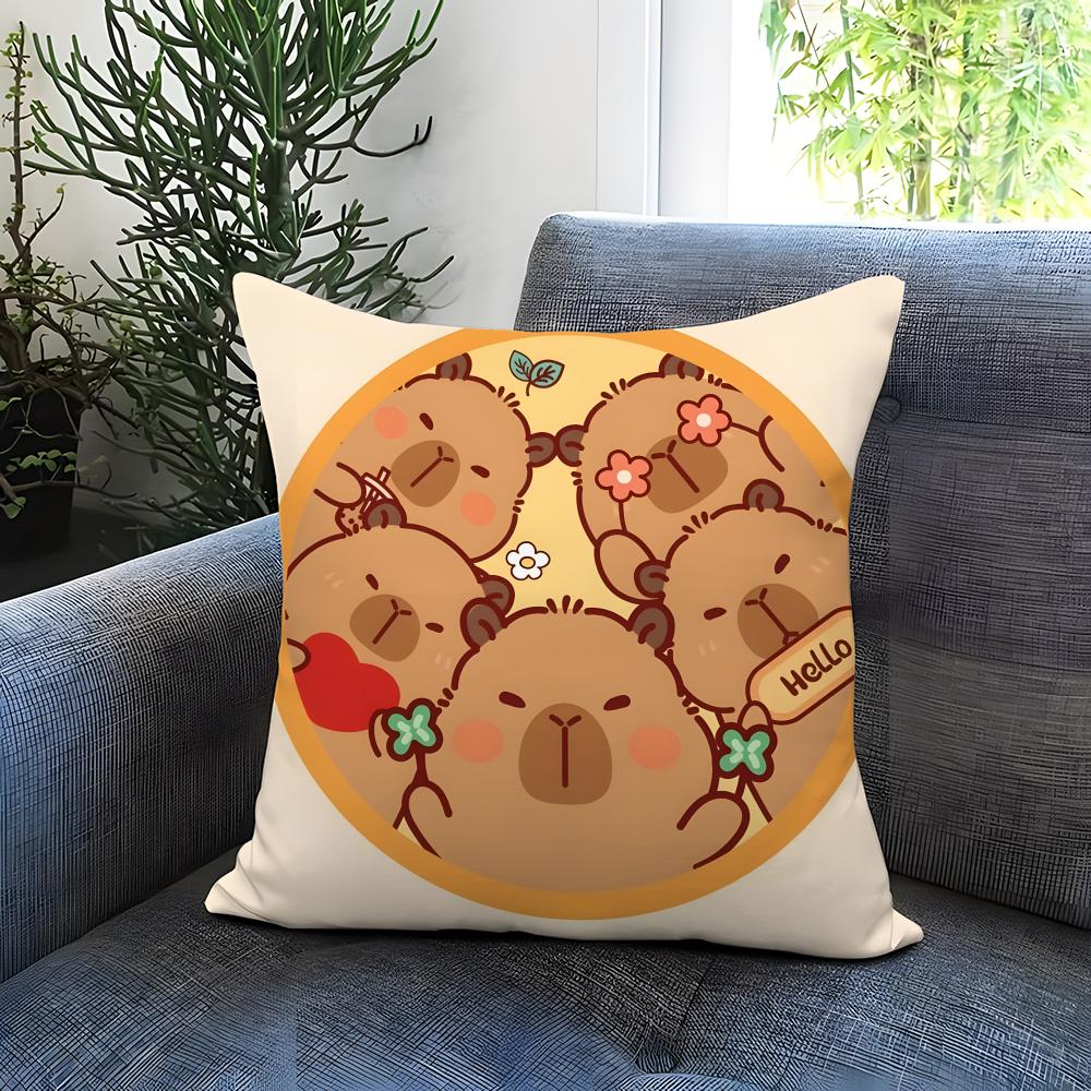 classic animal Capybara Cushion Cover Comfortable Reversible Pillow Cover Ideal for Car Sofa Bedroom Beyond