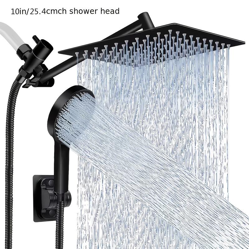 High Pressure Rain and Handheld Shower Head Combo, 11-Inch Extension Arm, 9 Settings, Adjustable Height and Angle, Chrome or Matte Black