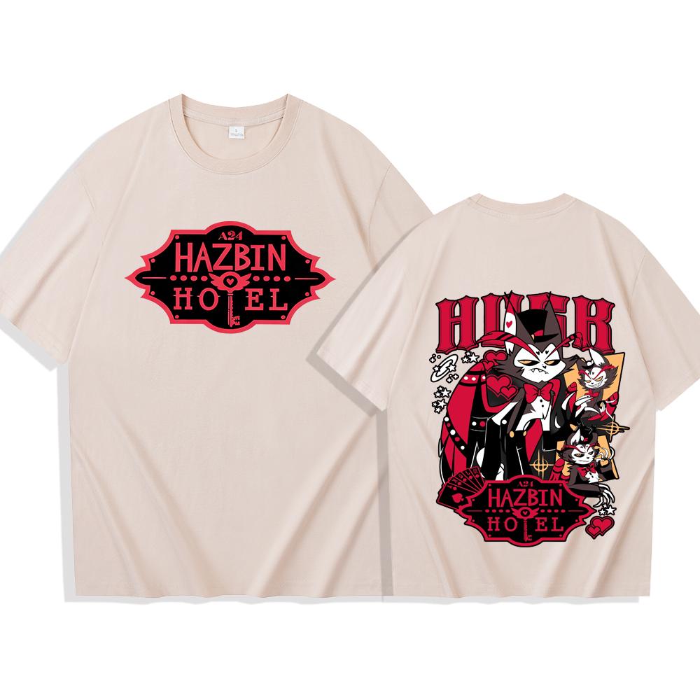 Nuova Maglietta Unisex Hazbin Hotel 100% Cotone Y2k Grafica Husk Girocollo Estiva Moda Harajuku Streetwear Maglietta di Alta Qualità