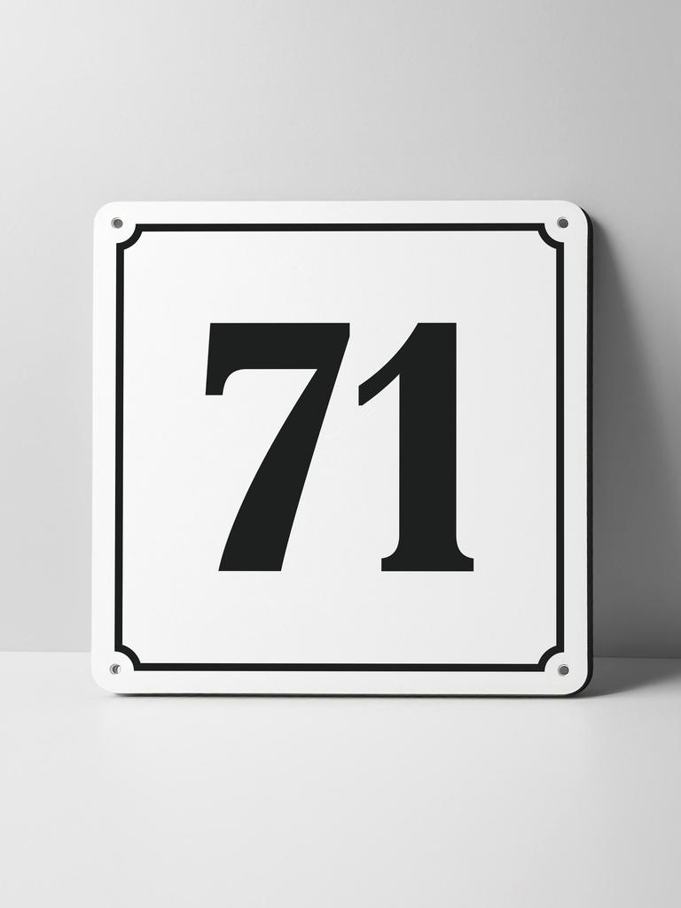 Metal Sign Black House Number On White Background Outdoor Wall Art Decor