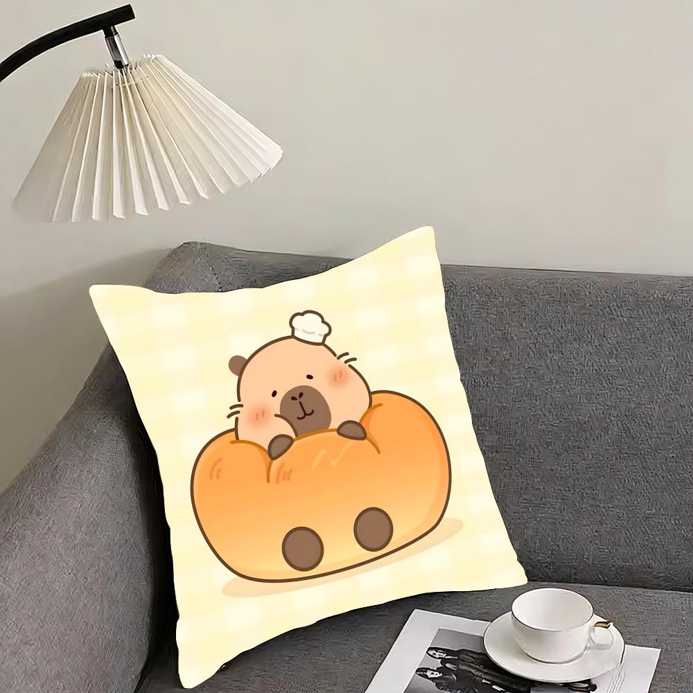 Cute Cartoon Capybara Cushion Cover Pillowcase Ultra Soft Skin Friendly Fabric Cloud Like Comfort Concealed Zipper