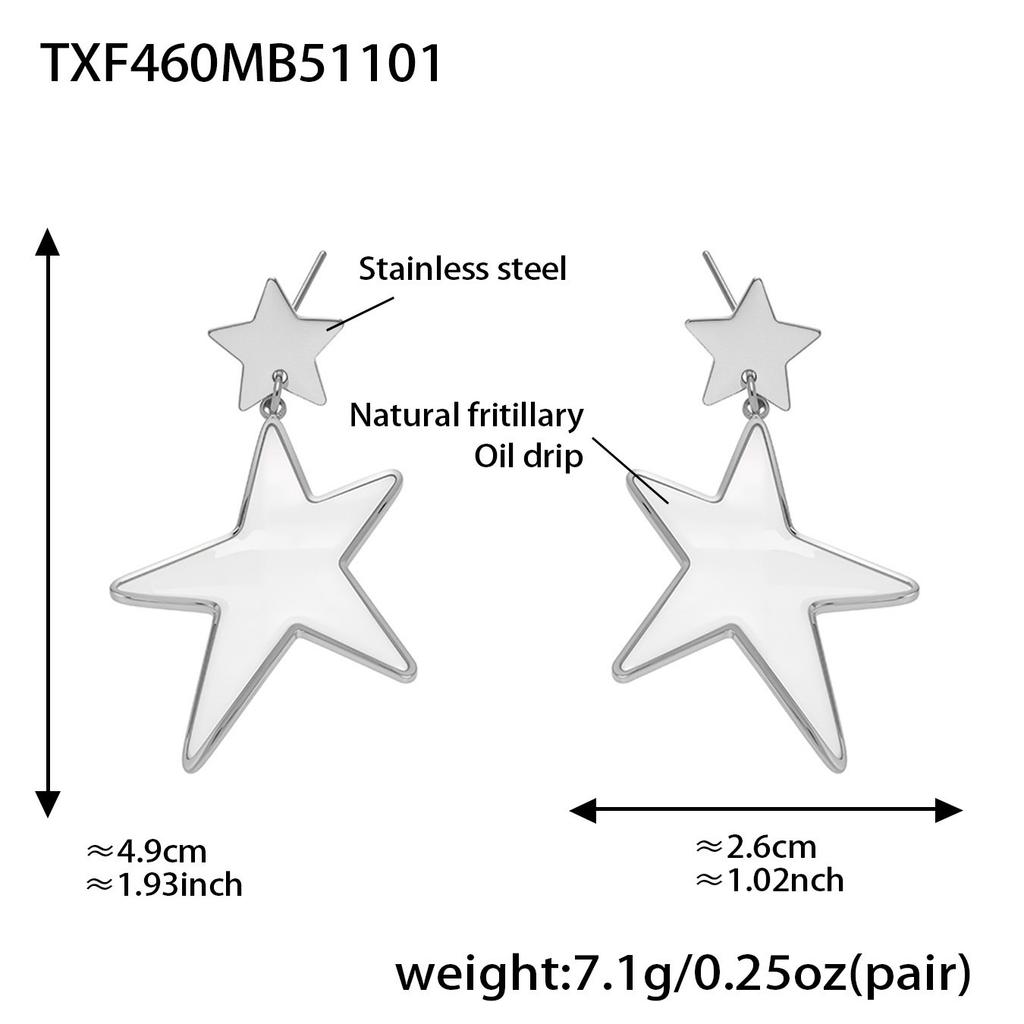 Natural Shell Star Earrings Rings In Stainless Steel With 18k Gold Plated Dangle Earring Ring Statement Jewelry Set for Women