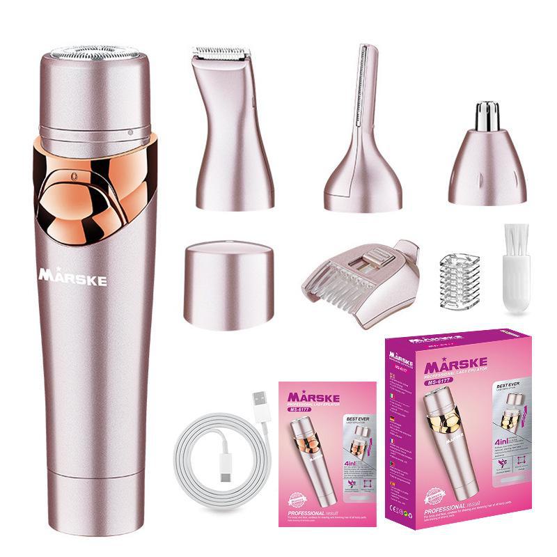 

Многофункциональная бритва 4-в-1: Электрический триммер для бровей, прибор для удаления волос подмышками и на ногах, очиститель носа – женский инструмент для удаления волос. светло-фиолетовый