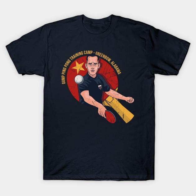 

Men Black Print T-shirt Gump Ping Pong Traning Camp No-Cut Transfer Paper Print Cotton Tshirt 3XL тёмно-синий