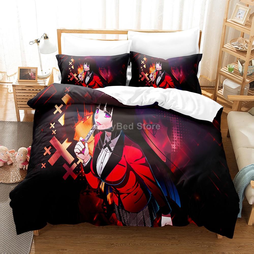 Kakegurui Sengetøy Sett For Jente Anime 3d Dynetrekk Sett Dyne Sengetøy Twin Queen King Enkelt Størrelse Gutter Barn Gave Tegneserie
