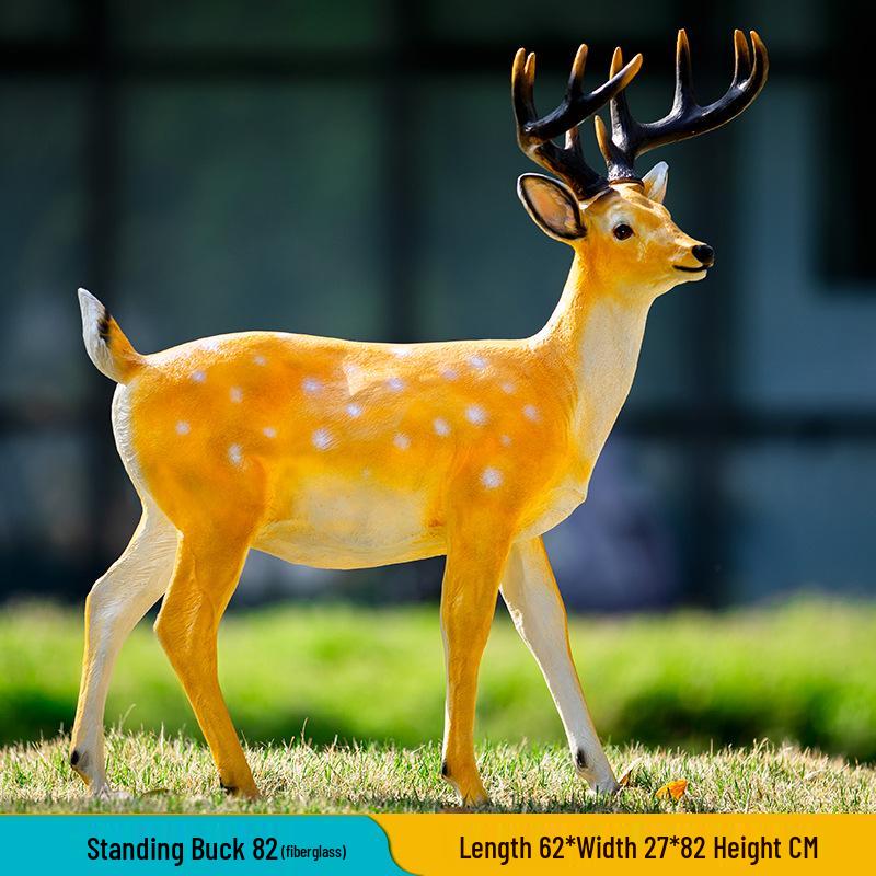 Luminous Fiberglass Sika Deer Sculpture for Garden Lawn Decoration