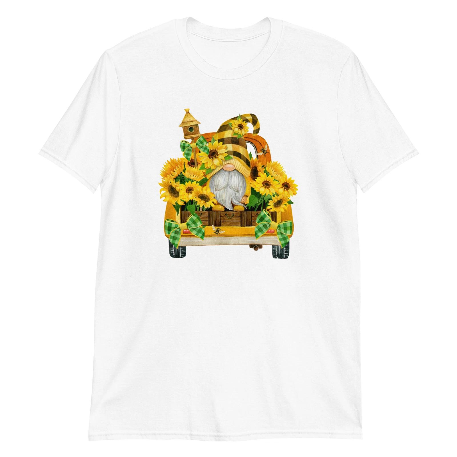 

Sunflower Car Unisex 100% Cotton T-shirt Mens Tees Top, flower nature car santa fun outdoors old man 2XL