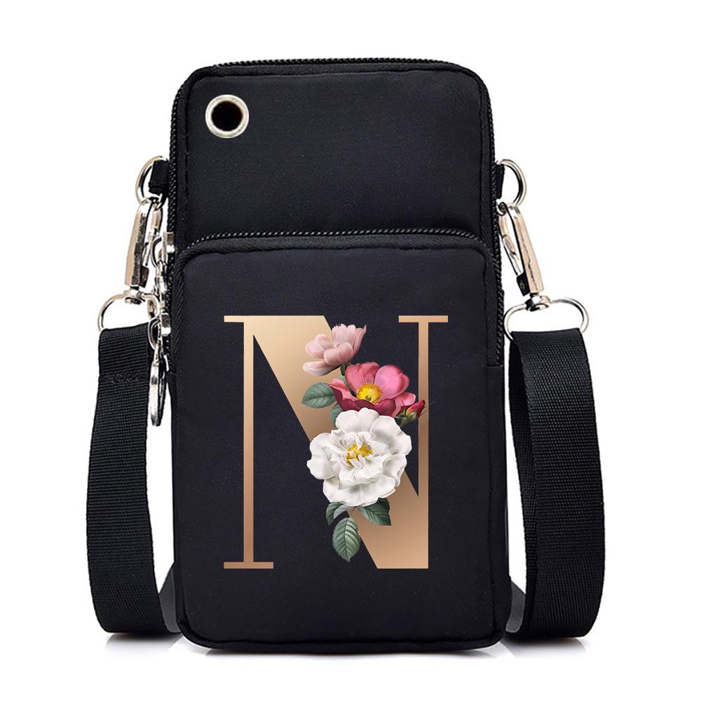 26 letter printed change bag, mobile phone bag to map, light to carry multi-function messenger bag