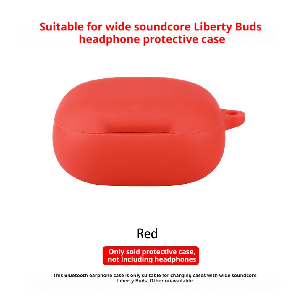 Solid Color Silicone Bluetooth Earphone Cover For Anker Soundcore Liberty Buds, Shockproof Protective Cover With Keychain