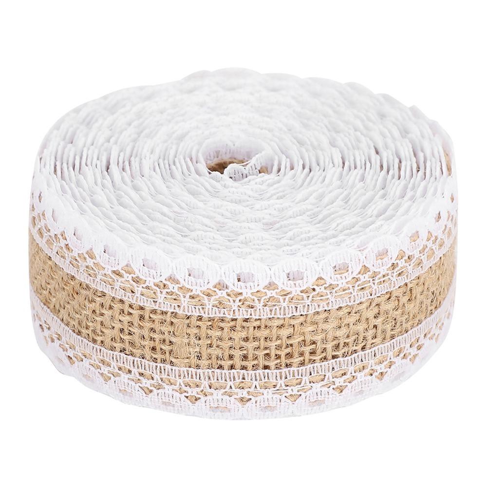 1pcs Lace Mesh Trim Burlap Ribbon Roll 5.5 Yards Lace Burlap Ribbon Jute Ribbon Roll DIY Crafts