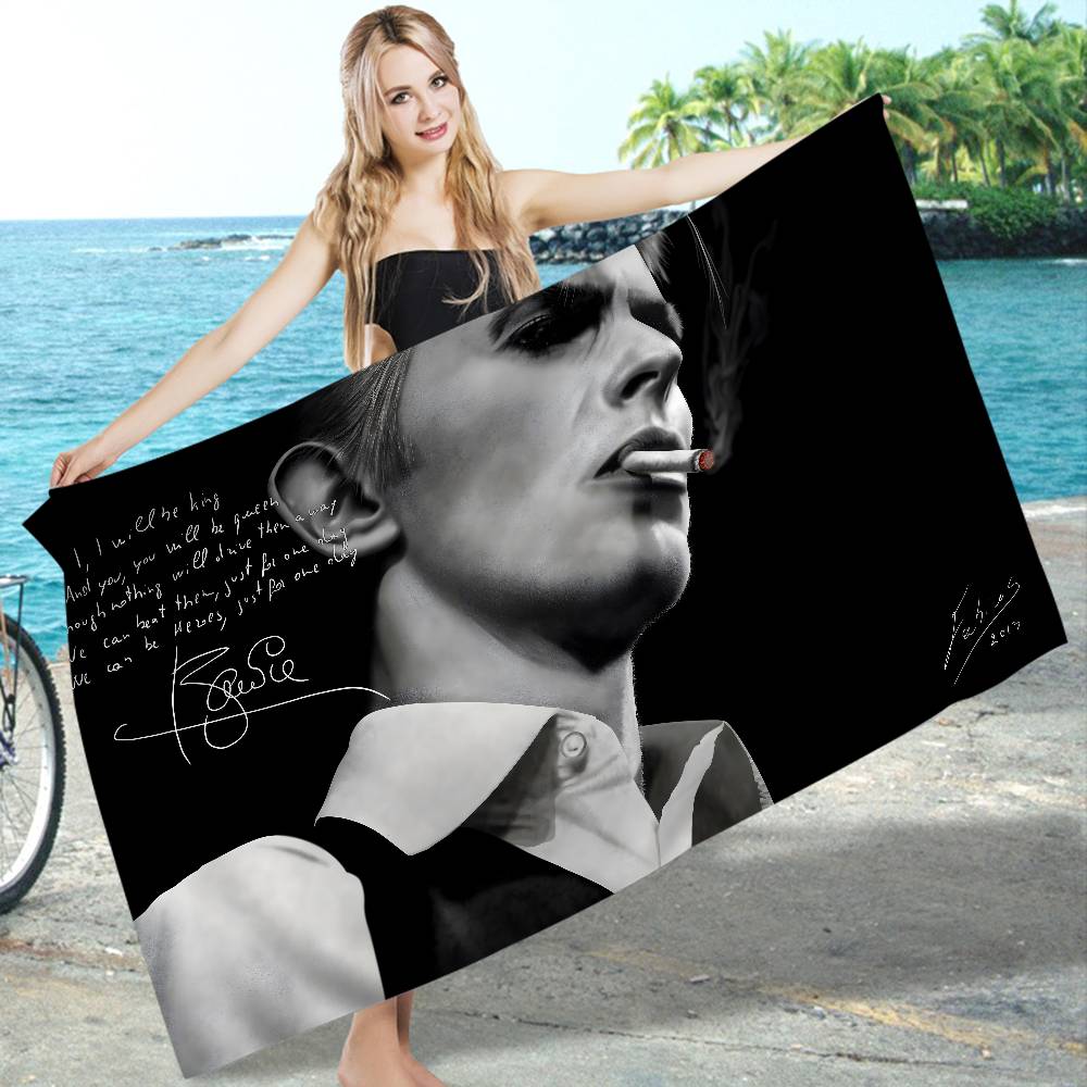 D-David B-Bowies Microfiber Printed Beach Towel Mountain Climbing Yoga Beach Swimming Running Absorbent Soft Towel