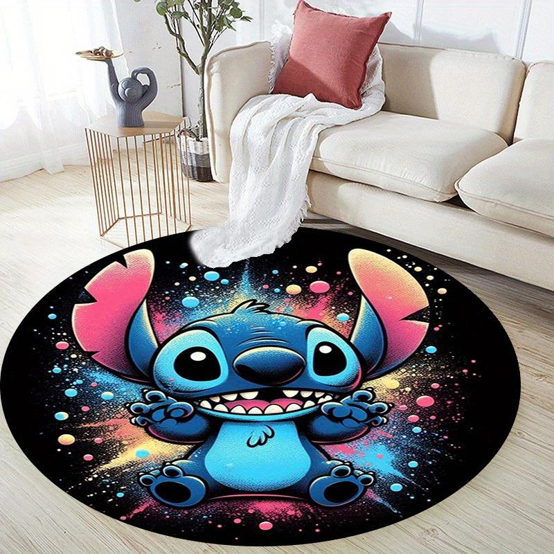 1pc Cute Stitch Round Area Rug,Non Slip,Machine Washable Polyester Carpet for Living Room,Bedroom Decor