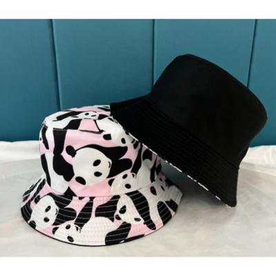 Reversible Beach Panda Print Bucket Hat Cute Foldable Sun Protection Fisherman Hat For Men Women Summer Sports Hiking Bob Hats