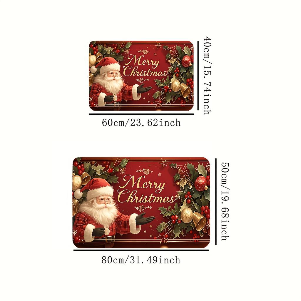 1Pcs Anti Fatigue Kitchen Rugs Christmas Santa ClausWaterproof Non-Slip Thick Cushioned Kitchen Mat Heavy Duty Comfort Standing Mat for Kitchen