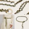 Creative Circular Wooden Buckle Decoration Leaf Branch Design Women Weaving Belt
