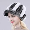Lady Real Rex Rabbit Fur Hat Winter Knitted Natural Rex Rabbit Fur Caps Russia Women Warm Real Fur Beanies Hats