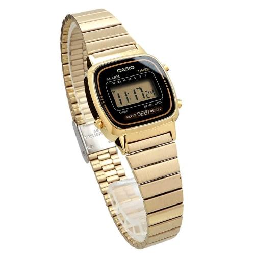 Casio CASIO watch ladies digital NEW design LA670WGA-1 gold x black overseas model