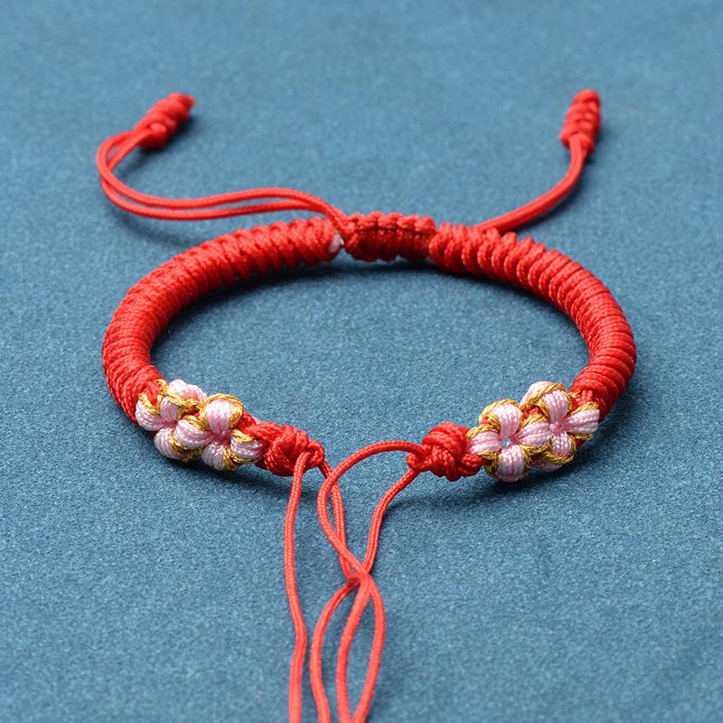 Ręcznie robiona tkana bransoletka z węzłem brzoskwiniowym na sznurku - DIY Szczęśliwy jadeitowy sznurek pleciony ręcznie w stylu chińskim