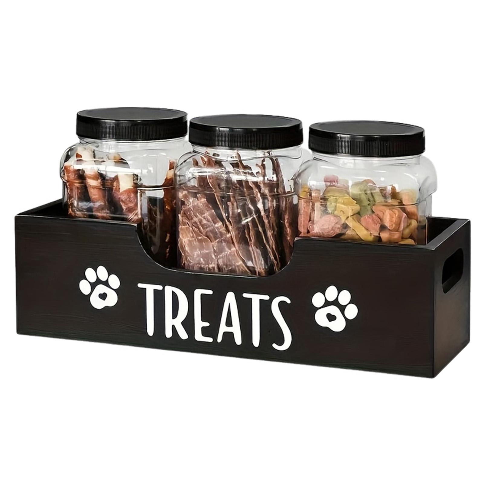 

Storage Box For Pet Snacks And Dog Food With Handle Natural Solid Woods Portable Design