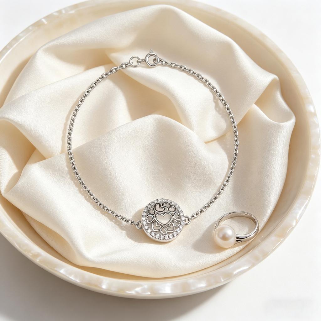 Fine 925 Sterling Silver Platinum Plated Chain Link Bracelet Women's Fashion Beaded Exquisite Zircon Details Wedding Gift Party