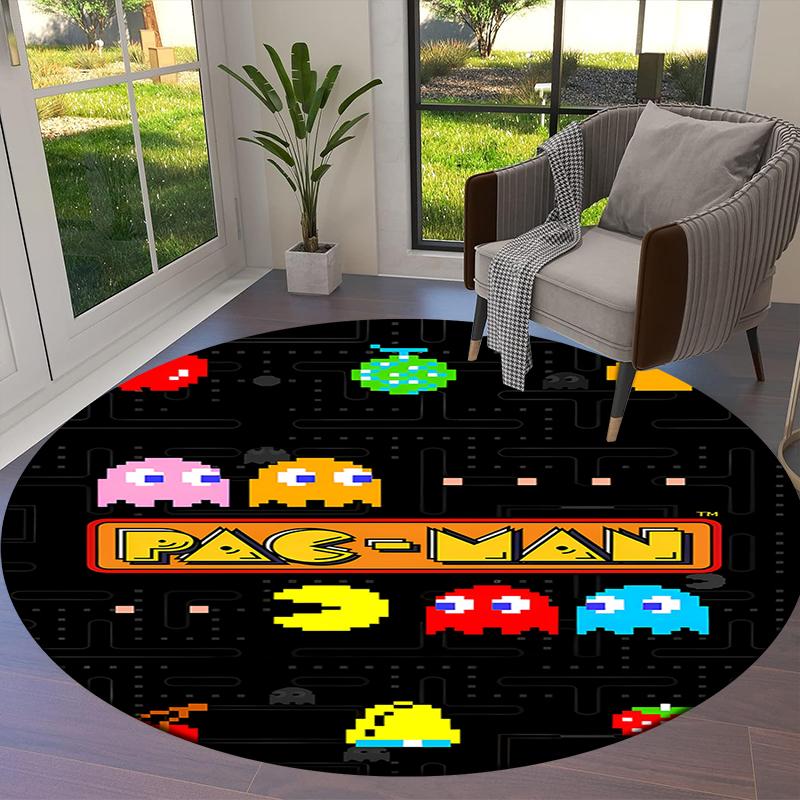 Pac-Man Round Area Rug,Carpet Rug for Living Room Bedroom Sofa Playroom Decor,Non-slip Floor Mat
