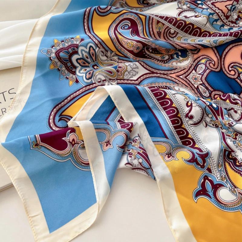 Women Neck Scarves Square Handkerchief Cute Hijab Scarfs 70cm Small Shawls Silk Satin Neckerchief Hair Band Tie Scarf For Ladies