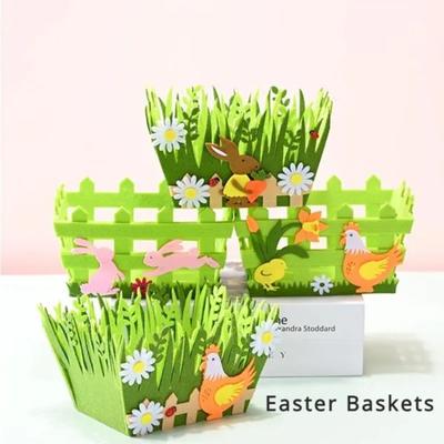 Osterdekorationen Grüner Vlieskorb Platzieren Sie die Eier Graskorb Osterparty Dekoration Geschenke für Kinder