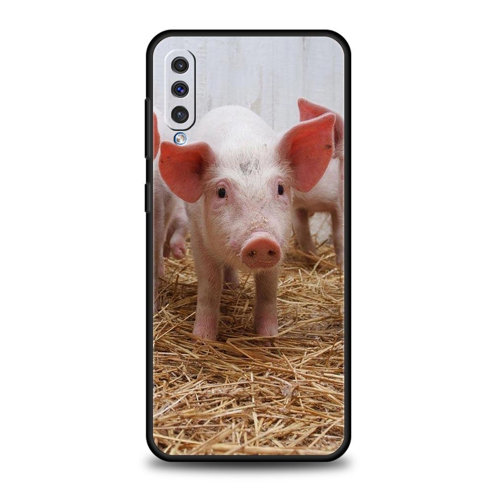 Cute little Pink Pig Phone Case For Samsung A54 A52 A24 A14 A50 A70 A10 A40 A20S A20E A06 A12 A22 A34 A42 A32 5G A04s A16 Cover