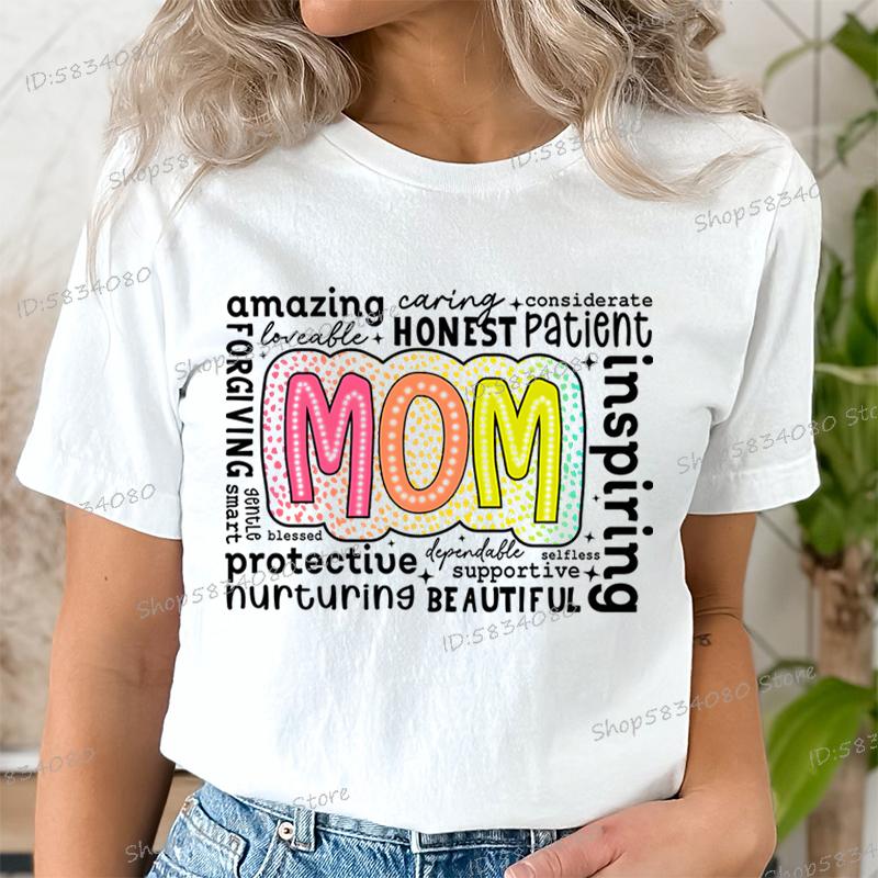 Retro Mutter Mode Lässige Oberteile Geschenk für Mama Lustige T-Shirts Muttertag Klassische Oberteile Mom Life Aufgedrucktes T-Shirt Damenbekleidung