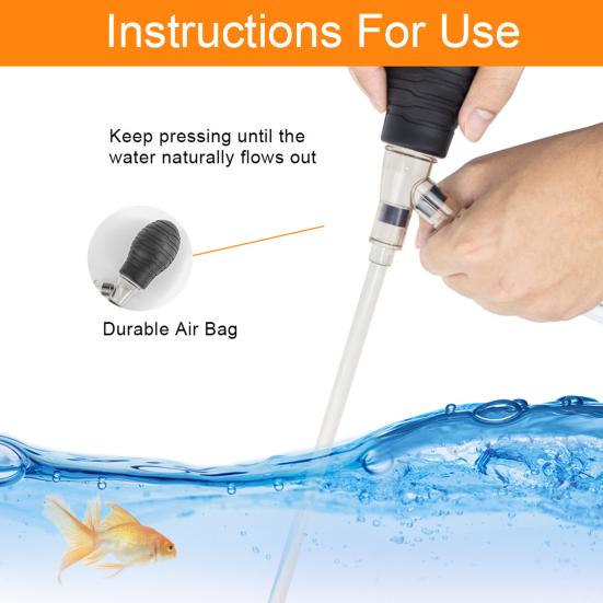 Fish Tank Vacuum Gravel Cleaner with Hose Flow Control Valve Filter Pipe Fixture Clamp Aquarium Water Changer Siphon Pump Sand Vacuum Cleaner